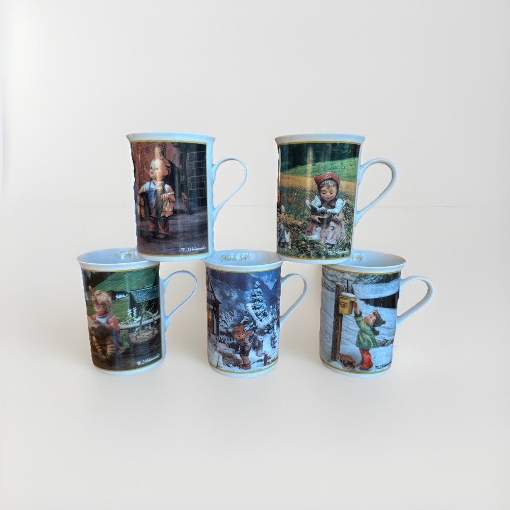 Vintage MI Hummel Fine Porcelain Collectors Mug German‎ Coffee Set Of 5 PCS-Used